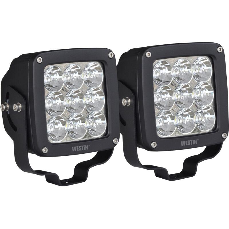 Westin Axis LED Auxiliary Light 4.5 inch x 4.5 inch Square Flood w/3W Osram (Set of 2) - Black Light Bars & Cubes Westin
