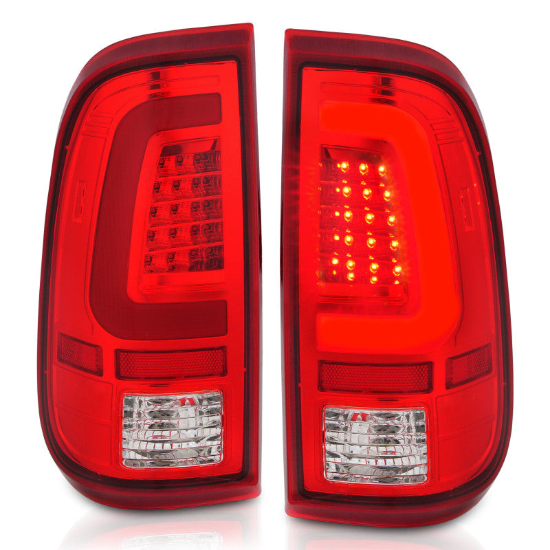 ANZO 2008-2016 Ford F-250 LED Taillights Chrome Housing Red/Clear Lens (Pair) Tail Lights ANZO