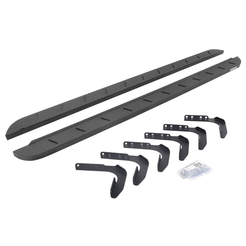 Go Rhino 99-16 Ford F-250 / F-350 CC 4DR RB10 Slim Running Boards Kit (w/Brackets) - Bedliner Coat Running Boards Go Rhino