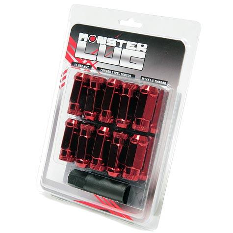 Wheel Mate Monster Locking Lug Nut Set of 4 - Red 14x1.50 Lug Nuts Wheel Mate