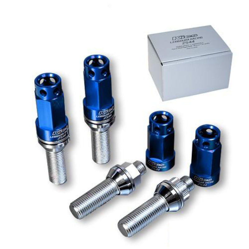 Project Kics Leggdura Racing Bolt & Lock Set ZS44 (16 + 4 Locks) 28mm 14x1.50 60 Degree - Blue Lug Nuts Project Kics