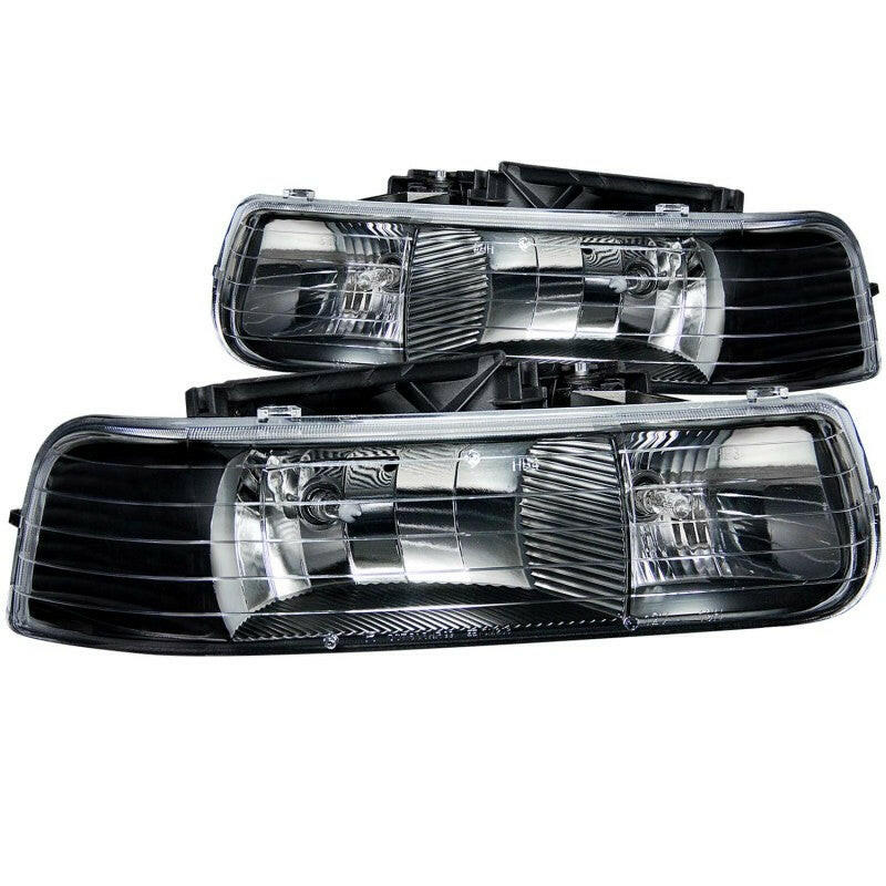 ANZO 1999-2002 Chevrolet Silverado 1500 Crystal Headlights Black Headlights ANZO
