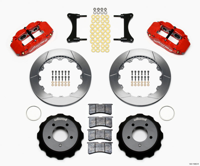 Wilwood Narrow Superlite 6R Front Hat Kit 12.88in Red 93-96 Mazda RX7 Big Brake Kits Wilwood