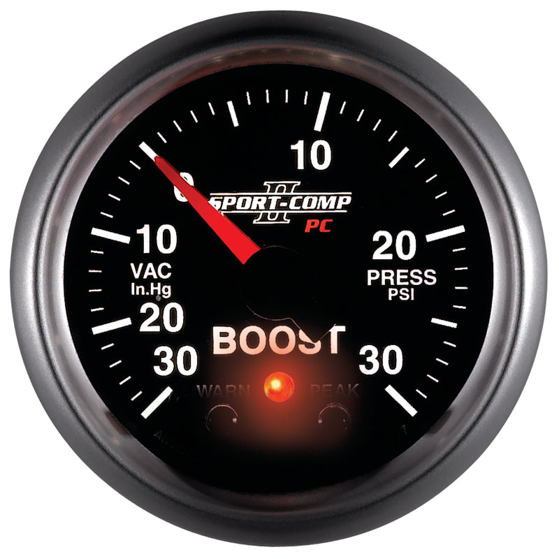 Autometer Sport-Comp II 52mm 30 IN HG / 30 PSI Electronic Boost/Vacuum Gauge Gauges AutoMeter
