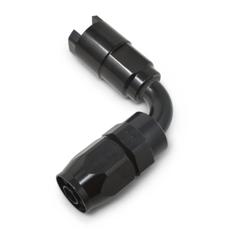 Russell Performance 3/8in SAE Quick Disc Female to -6 Hose Black 90 Degree Hose End Fittings Russell