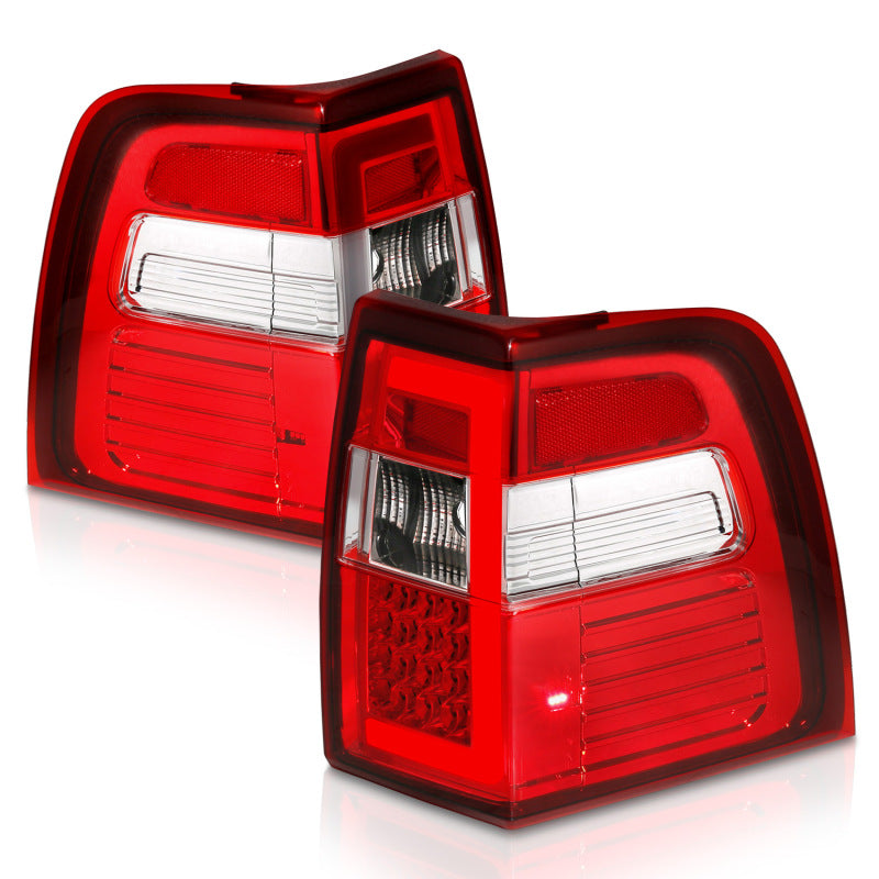 ANZO 07-17 For Expedition LED Taillights w/ Light Bar Chrome Housing Red/Clear Lens Tail Lights ANZO