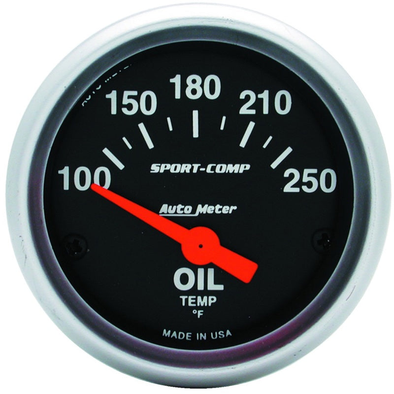 Autometer Sport-Comp 52mm SSE 100-250F Oil Temperature Gauge Gauges AutoMeter