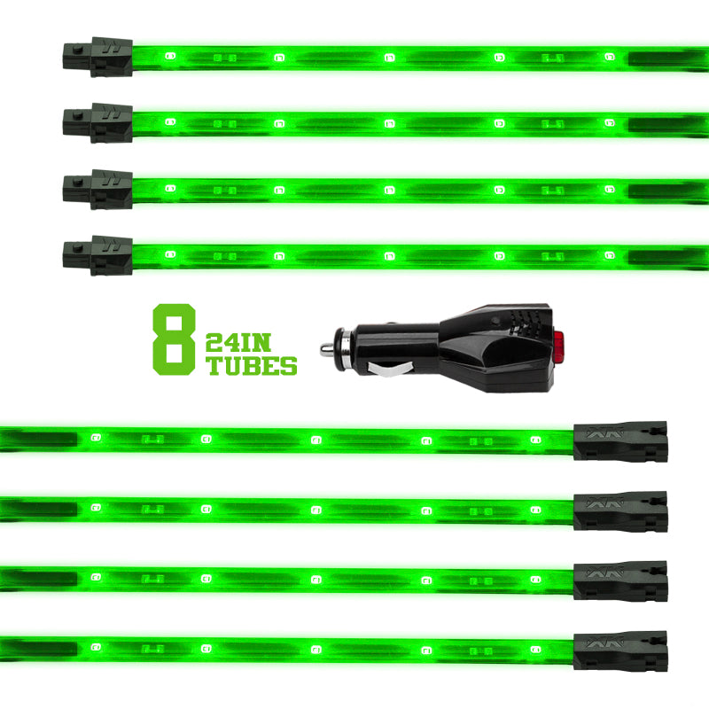XK Glow Tube Single Color Underglow LED Accent Light Car/Truck Kit Green - 8x24In Light Accessories and Wiring XKGLOW