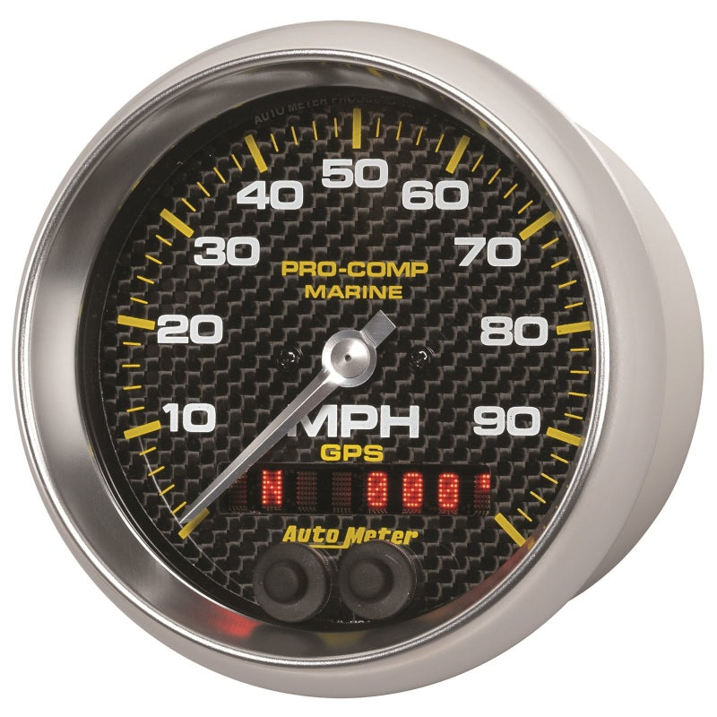 Autometer Marine Carbon Fiber 3-3/8in 100MPH GPS Speedometer Gauge Gauges AutoMeter