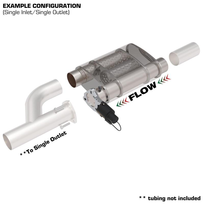 QTP 3in Weld-On Reverse 304SS Screamer Muffler Short Case w/Bolt-On QTEC Electric Cutout Muffler QTP