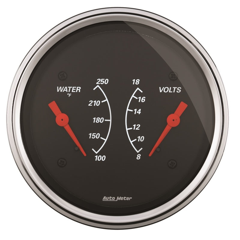 AutoMeter Gauge Dual Wtmp & Volt 3-3/8in. 250 Deg. F & 18V Elec Designer Black Gauges AutoMeter