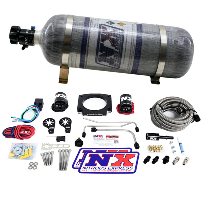 Nitrous Express LS Single Entry 90mm Plate Hardline System (50-400hp) w/12lb Bottle Nitrous Systems Nitrous Express