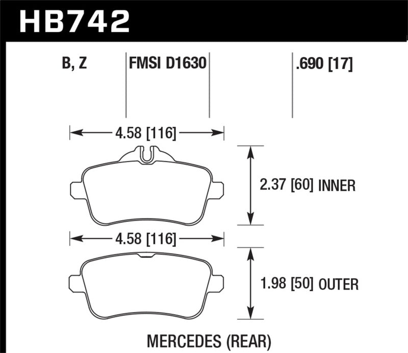 Hawk 12-15 Mercedes-Benz ML350/550 HPS 5.0 Rear Brake Pads Brake Pads - Performance Hawk Performance