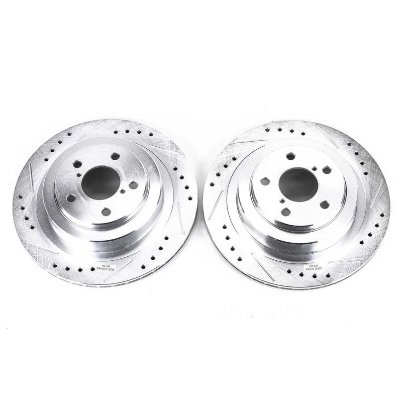 Power Stop 06-07 Subaru Impreza Rear Evolution Drilled & Slotted Rotors - Pair Brake Rotors - Slot & Drilled PowerStop