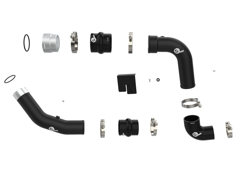 aFe 23-24 Ford Diesel Trucks V8-6.7L (td) BladeRunner Aluminum Hot and Cold Charge Pipe Kit - Black Intercoolers aFe