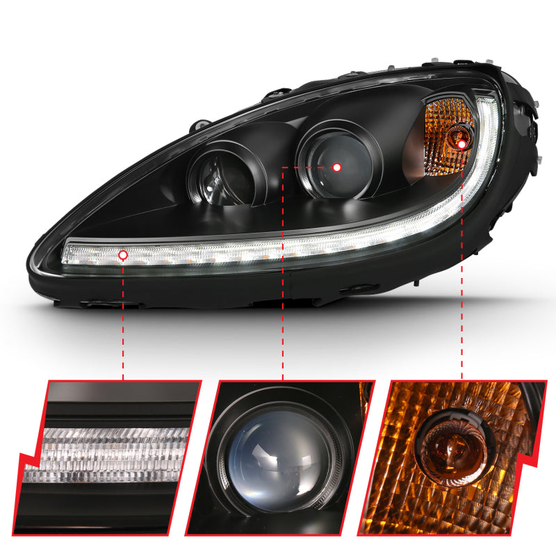 ANZO 2005-2013 Chevy Corvette Projector Plank Style Switchback H.L. Black Amber Headlights ANZO