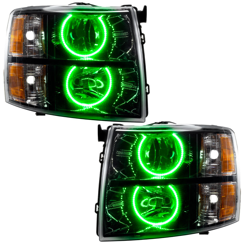 Oracle Lighting 07-13 Chevrolet Silverado Assembled Halo Headlights Round Style -Green Headlights ORACLE Lighting