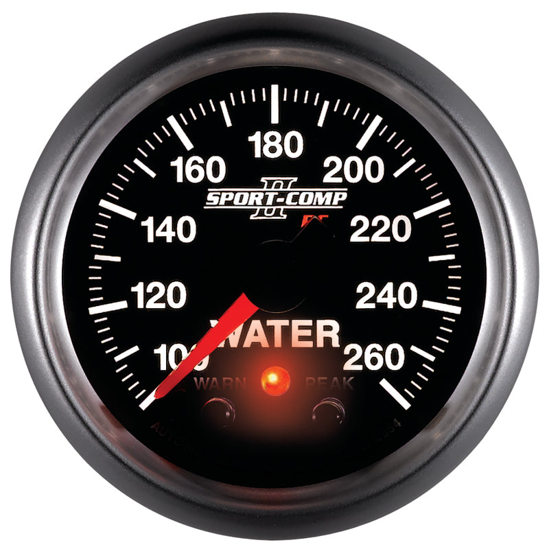 Autometer Sport-Comp II 52.4mm 100-260 Deg F Water Temp Peak & Warn w/ Electronic Control Gauge Gauges AutoMeter