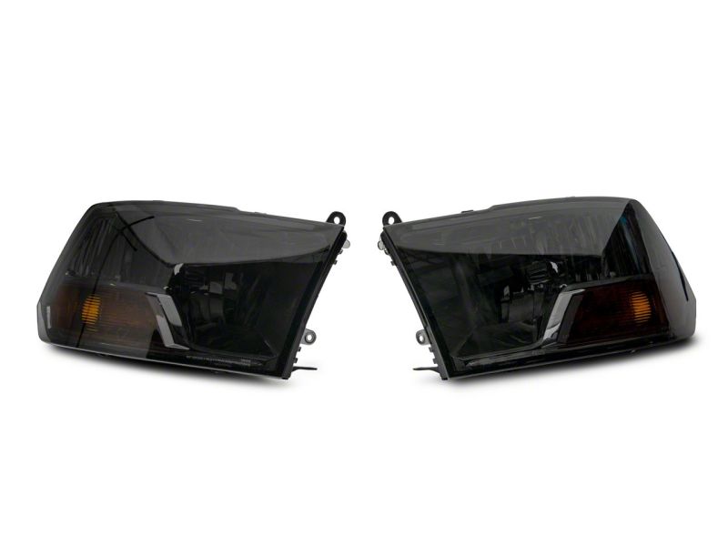 Raxiom 09-18 Dodge RAM 1500 Axial OEM Rep Headlights w/ Single Bulb- Chrome Housing (Smoked Lens) Headlights Raxiom