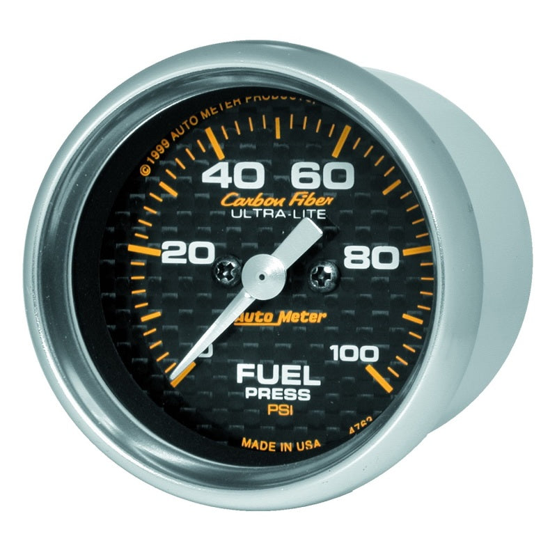Autometer Carbon Fiber 52mm 100 PSI Electronic Fuel Pressure Gauge Gauges AutoMeter