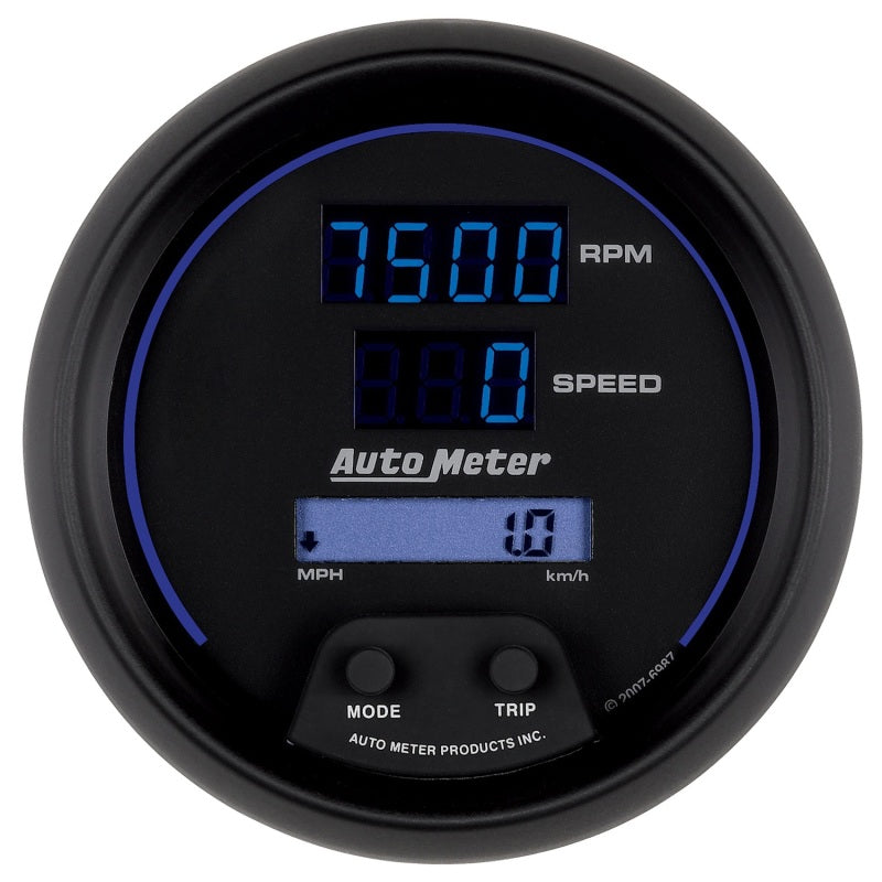 Autometer 85.7mm Black Digital 8000rpm/160mph or 260kmph Electric Tachometer/Speedometer Combo Gauges AutoMeter
