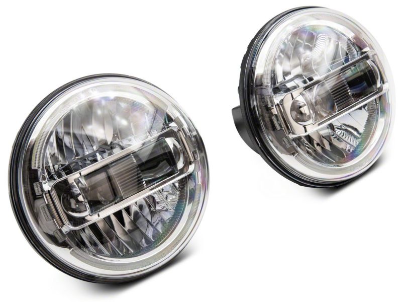 Raxiom 97-18 Jeep Wrangler TJ & JK Axial 7-In LED Headlights w/ DRL- Chrome Housing (Clear Lens) Headlights Raxiom