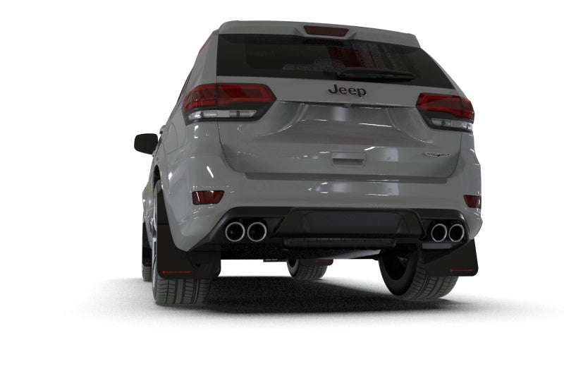 Rally Armor 18-22 Jeep Grand Cherokee SRT Trackhawk Black UR Mud Flap - White Logo Mud Flaps Rally Armor