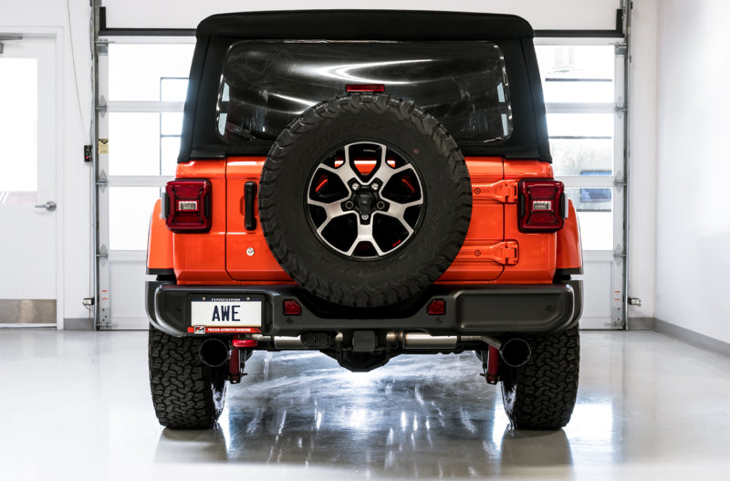 AWE Tuning 2018+ Jeep Wrangler JL/JLU Tread Edition Axle-Back Dual Exhaust - Diamond Black Tips Catback AWE Tuning