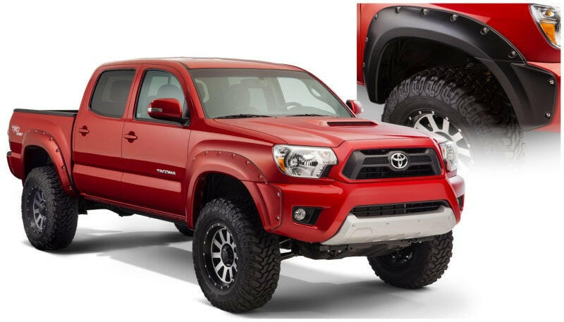 Bushwacker 12-15 Toyota Tacoma Fleetside Pocket Style Flares 4pc 73.5in Bed - Black Fender Flares Bushwacker