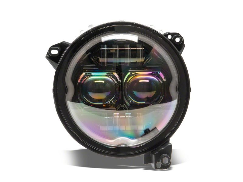 Raxiom 18-23 Jeep Wrangler JL Axial Series 9-In Angel Eye LED Headlights- Blk Housing (Clear Lens) Headlights Raxiom