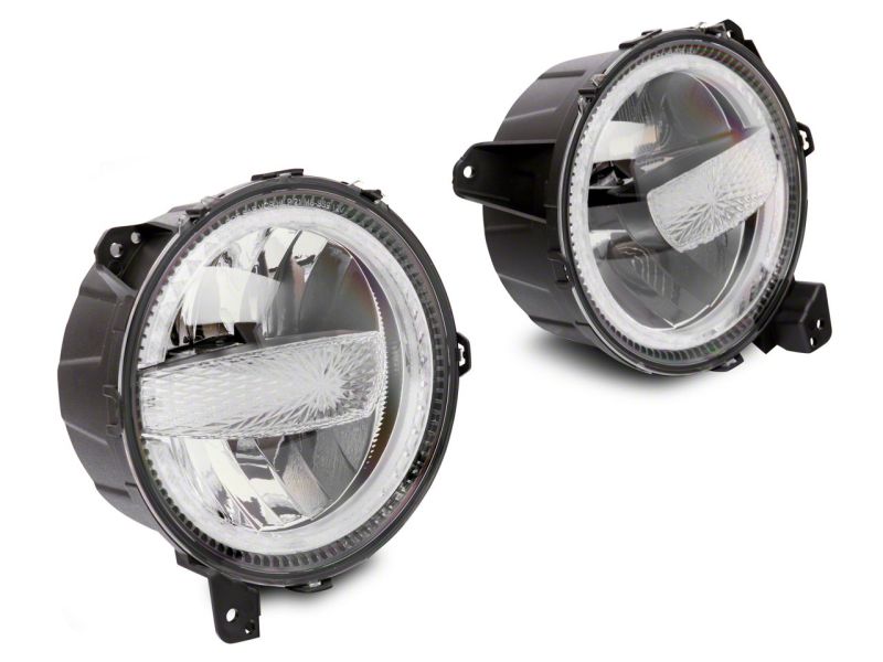 Raxiom 18-23 Jeep Wrangler JL Axial Series 9-In LED Headlights- Blk Housing (Clear Lens) Headlights Raxiom