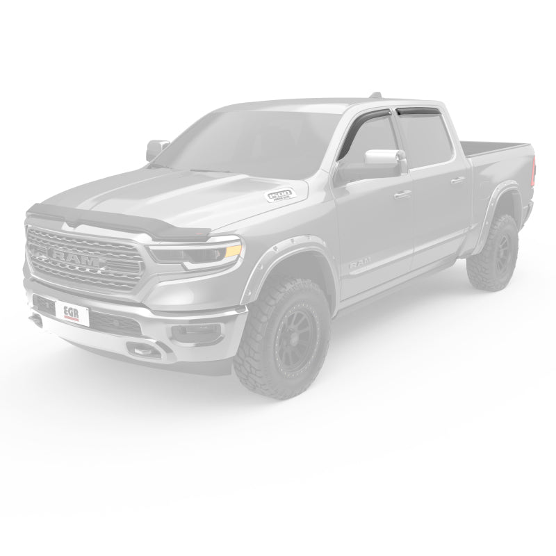 EGR 2019 Dodge Ram 1500 Crew Cab Tape-On Window Visors Set of 4 - Dark Smoke Wind Deflectors EGR