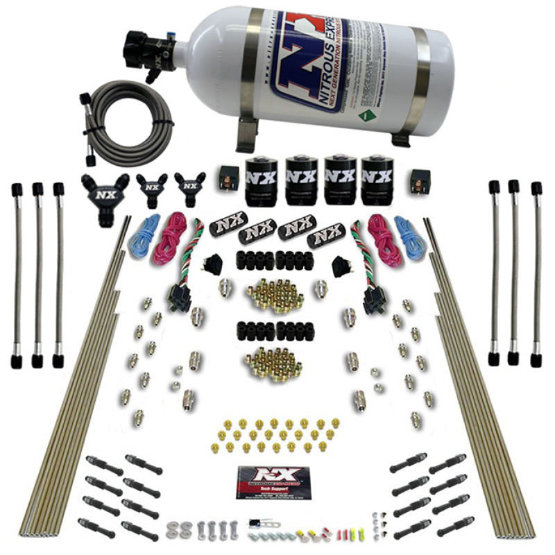 Nitrous Express 8 Cyl Dry Direct Port Dual Stage 4 Solenoids Nitrous Kit (200-600HP) w/10lb Bottle Nitrous Systems Nitrous Express