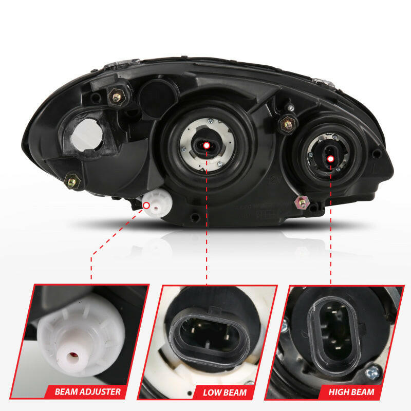 ANZO 2001-2005 Chrysler Pt Cruiser Crystal Headlight Chrome Amber (OE) Headlights ANZO