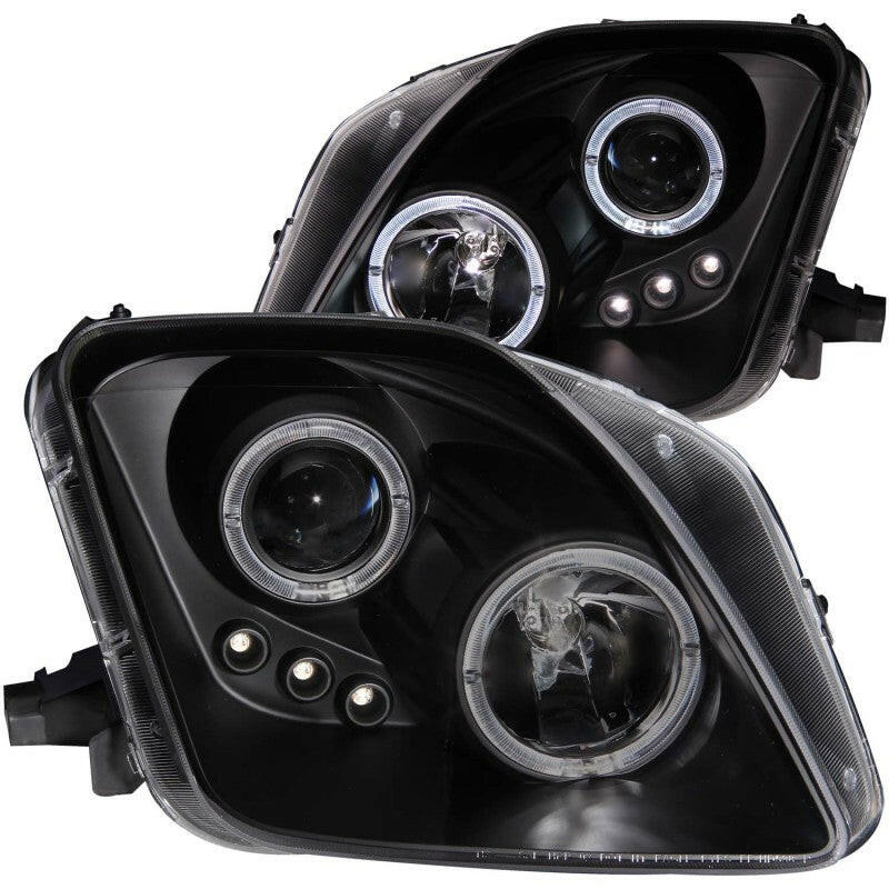 ANZO 1997-2001 Honda Prelude Projector Headlights w/ Halo Black w/ LED Headlights ANZO