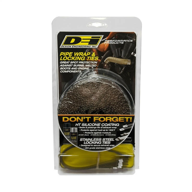 DEI Exhaust Wrap Kit - Pipe Wrap and Locking Tie - Titanium Exhaust Wrap DEI