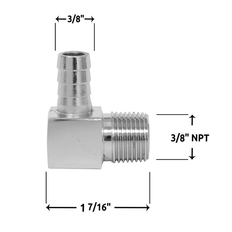 Spectre Fitting 90 Degree Barb NPT Threads (For 3/8in. Hose) - Chrome Fittings Spectre