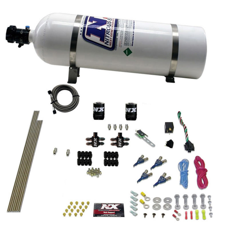Nitrous Express 4 Cyl Gas Nitrous Kit (100-250HP) w/15lb Bottle Nitrous Systems Nitrous Express