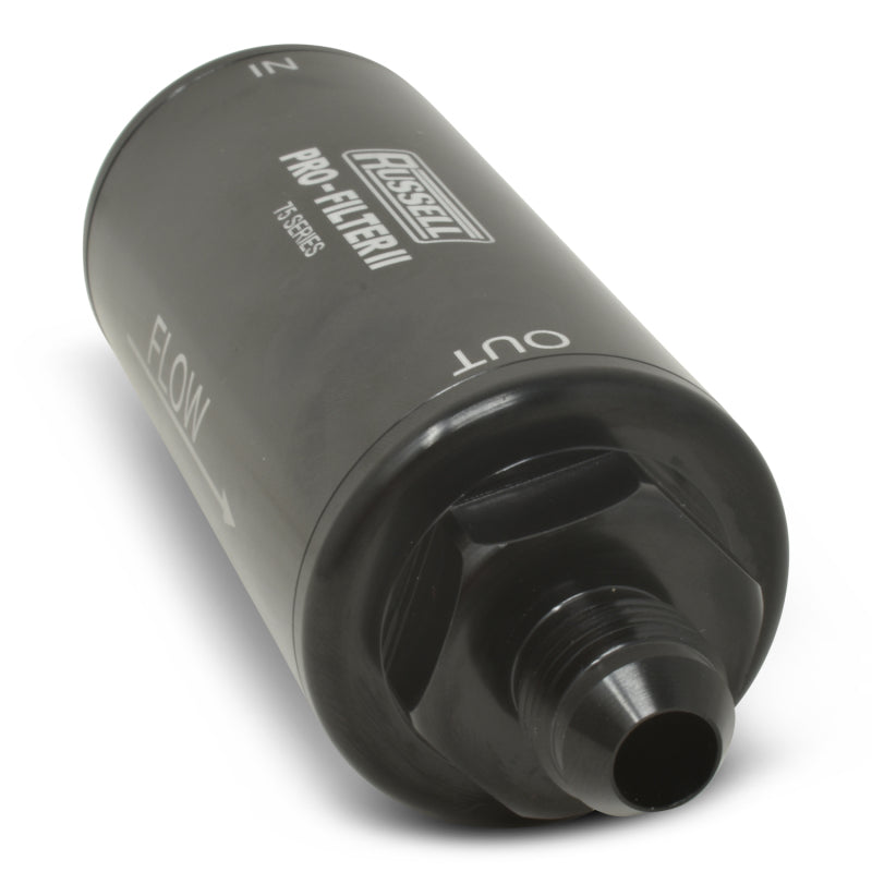 Russell Performance Profilter Fuel Filter 6.25in Long 10 Micron -6AN Inlet -10AN Outlet - Black Fuel Filters Russell