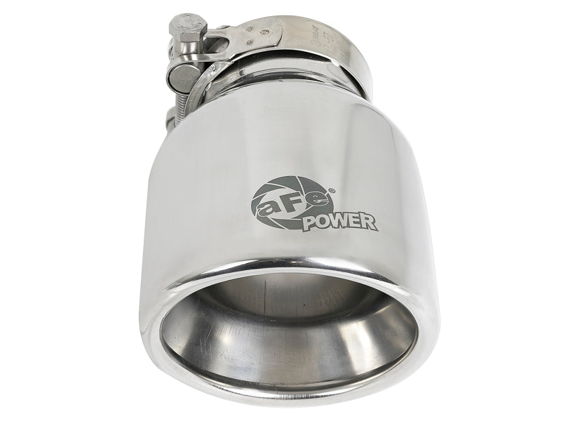 aFe MACH Force-Xp 304 SS Clamp-On Exhaust Tip 2.5in. Inlet / 4in. Outlet / 6in. L - Polished Tips aFe