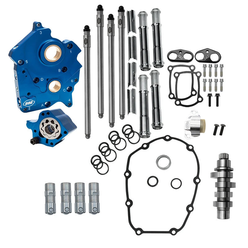 S&S Cycle 24-26 Oil Cooled M8 Models Chain Drive HPT542 Cam Chest Kit w/ Chrome Pushrod Tubes Cam Gears S&S Cycle