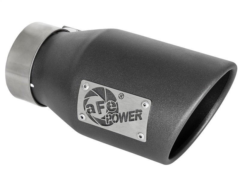 aFe MACH Force-Xp 3in 304 SS Metallic Black Exhaust Tip 3in In x 4-1/2in Out x 9in L Clamp-On Right Catback aFe