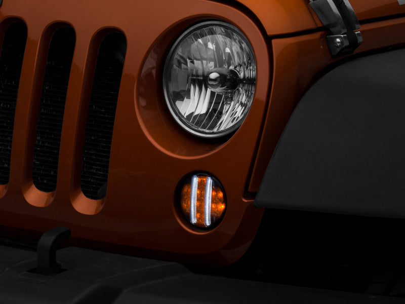 Raxiom 07-18 Jeep Wrangler JK Axial Series LED Front Turn Signals (Smoked) Headlights Raxiom