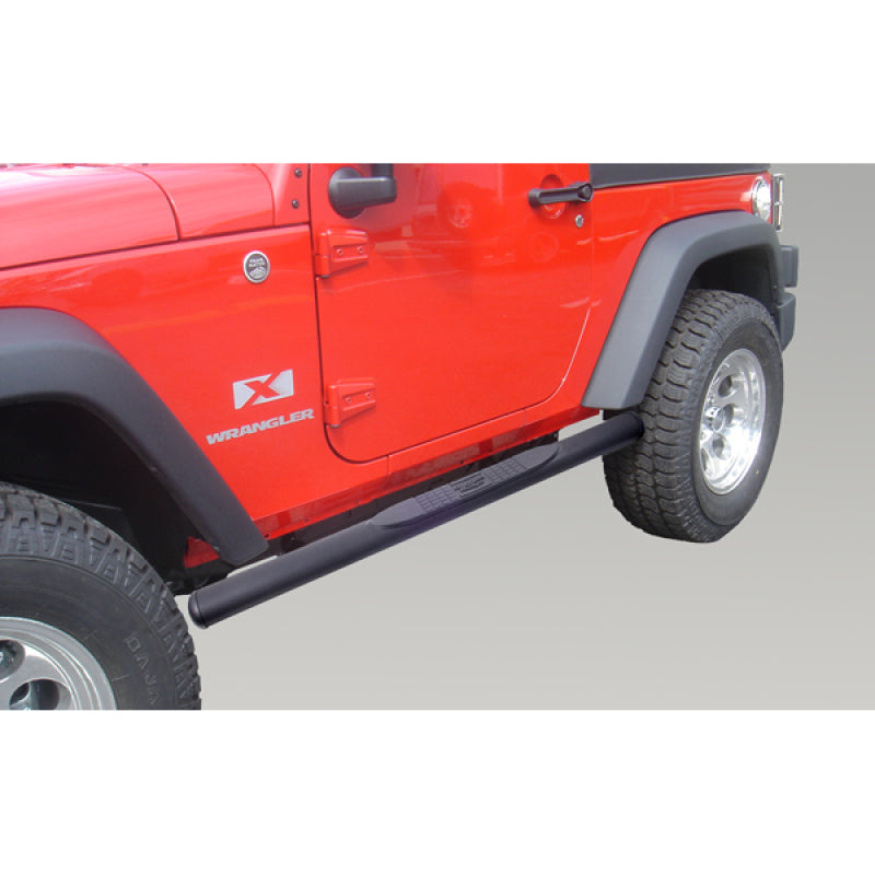 Rugged Ridge 4 1/4-In Oval Side Step Black 07-18 Jeep Wrangler JK Side Steps Rugged Ridge