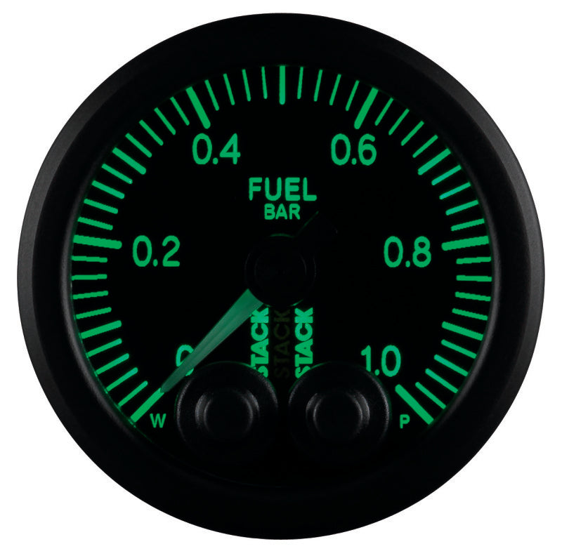 Autometer Stack 52mm 0-1 Bar M10 Male Pro-Control Fuel Pressure Gauge - Black Gauges AutoMeter