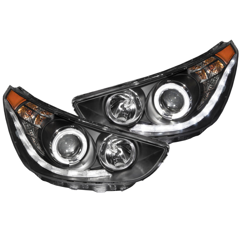 ANZO 2012-2013 Hyundai Accent Projector Headlights w/ Halo Black (CCFL) Headlights ANZO