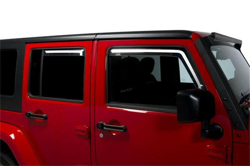 Putco 07-18 Jeep Wrangler JK - 4 Door Element Tinted Window Visors Wind Deflectors Putco