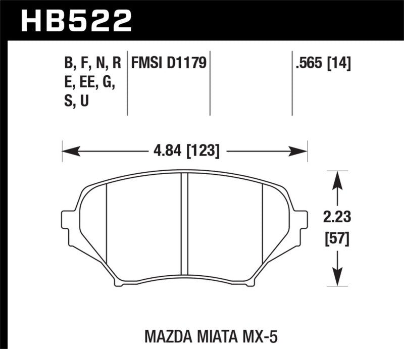 Hawk 06-11 Mazda Miata Mx-5 Front DTC-60 Race Brake Pads Brake Pads - Racing Hawk Performance