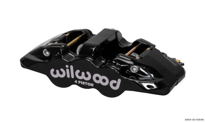 Wilwood Caliper-Aero4 - Black 1.12/1.12in Pistons 1.10in Disc Brake Calipers - Perf Wilwood