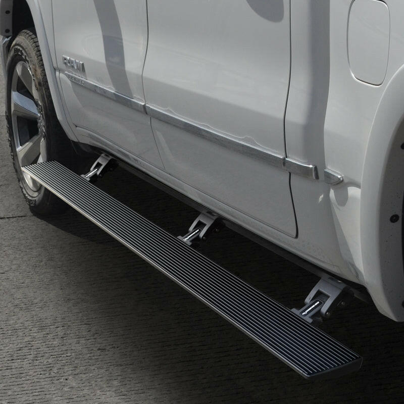 Go Rhino 19-24 Ram 1500 Quad Cab 4dr E1 Electric Running Board Kit (No Drill) - Bedliner Coating Running Boards Go Rhino